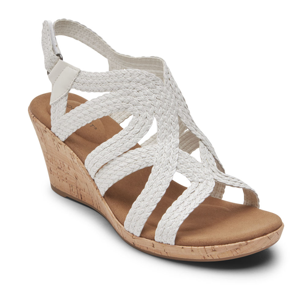 Rockport Womens Briah Braided - Sandals White - NVY106853